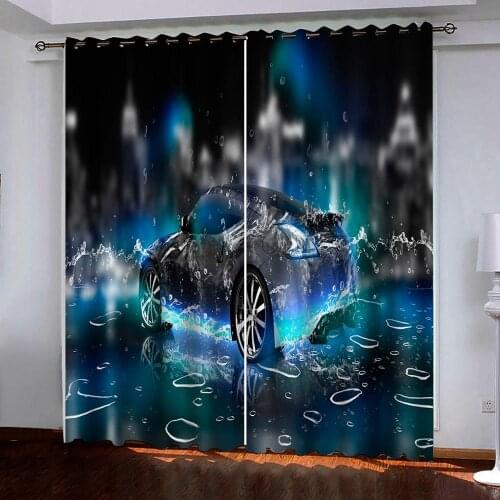 Modern stylish cool sports car Photo Custom 3D Curtains Luxury decor Living room bedroom Blackout 3D Curtain