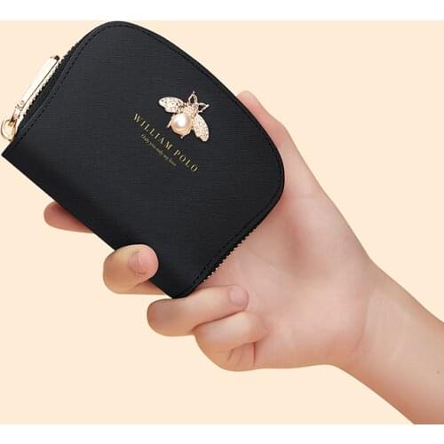 Womens leather pickup bag zipper small card holder fashion multi-function Coin Purse Mini Card Cover