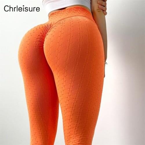 CHRLEISURE Workout Leggings Women Sport High Waist Stretch Bubble Butt Pants Gym Quick Drying Elasticity Push Up Legging Femme