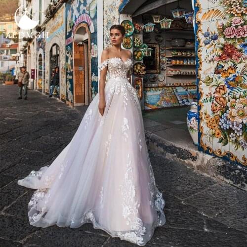 Aedmgh Ball Gown Wedding Dresses 2021 Strapless Off The Shoulder Vestido De Novia Delicate Appliques Lace Up Robe De Mariee