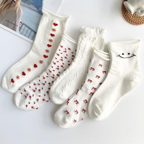 1 Pair 2020 New Fashion Women Cotton Japanese Harajuku Princess Cute Socks Lolita Style White Cotton Socking High Quality