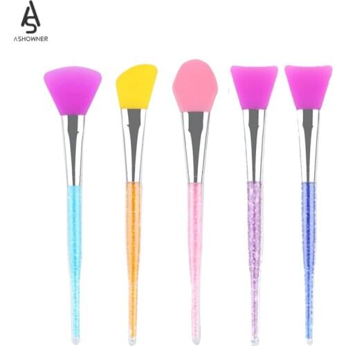 1pcs Professional Makeup Silicone Face Mask Brush for Facials Hairless Applicator Tools Rhinestone Handle Cosmetic Beauty Tools