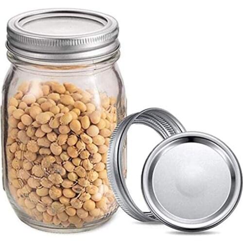 12/24Pcs Regular Mouth 70/72/86MM Mason Jar Canning Lids, Reusable Leak Proof Split-Type Silver Lids with Silicone Seals Rings W