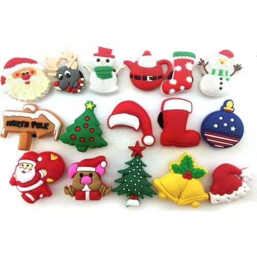 16 Pcs PVC Christmas Santa Shoe accessories Shoe Charms Shoe Decorations for Clog Bracelet Wristband Kid Gift
