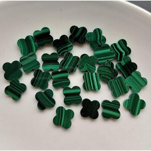 200pcs/lot 10mm 12mm Natural Clover Cut Malachite for DIY Jewelry Clover Cut Malachite Stone