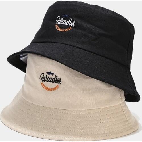 2021 Foldable Bucket Hat Shark Letter Embroidery Fisherman Hat for Women and Men Basin Hat Sun Protection Hat Unisex Panama Hat