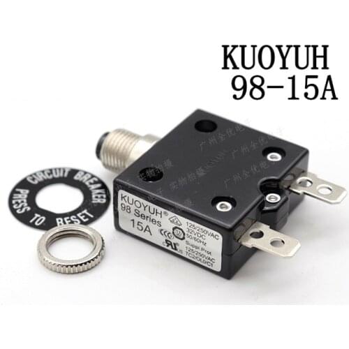 3Pcs Taiwan KUOYUH 98 Series-15A Overcurrent Protector Overload Switch