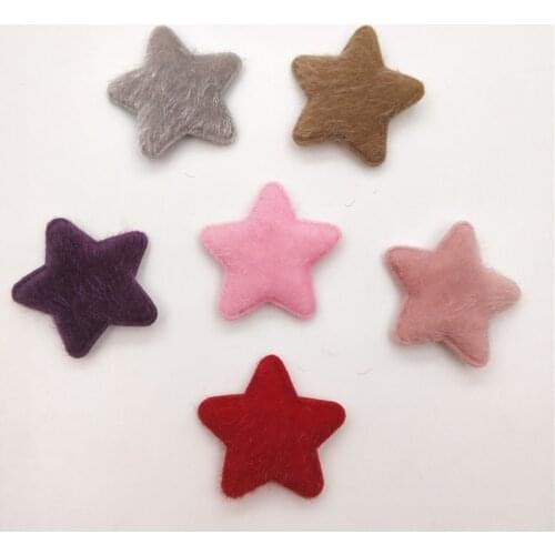 30pcs/lot 3.5cm furry Star Padded Appliques for Children Headwear Hair clip Accessories and Garment Accessories