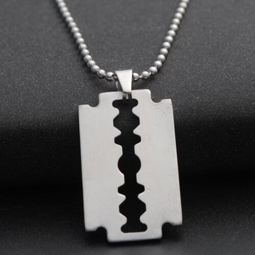 30pcs Stainless Steel Razor Blades Pendant Necklaces Men Steel Male Shaver Shape Necklace geometric Wife gift love Jewelry