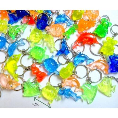 8pc Ocean Creature w/ key chain ring Fashion Girl Kids Jewelery Chip Necklace Vintage Cup Cake Topper Decoration DIY Home Craft