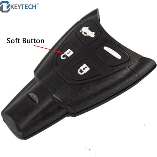 OkeyTech Remote Car Key Shell 4 Soft Buttons Replacement Case Cover For SAAB 9-3 9-5 2003 2004 2005 2006 2007 2008 2009 2010