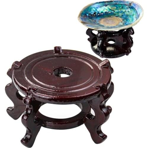 Wood Abalone Shell Base Stand Plant Pot Trays Flower Pot Rack Strong Free Standing Bonsai Holder Home Garden Display Stand Shelf