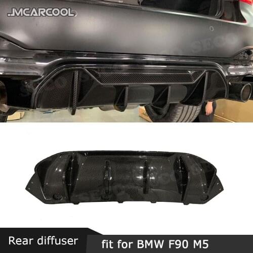 For BMW 5 Series F90 M5 2017-2019 Rear Diffuser Carbon Fiber Bumper Lip Spoiler FRP Fins Shark Style Skid Plate Car Bumper Guard