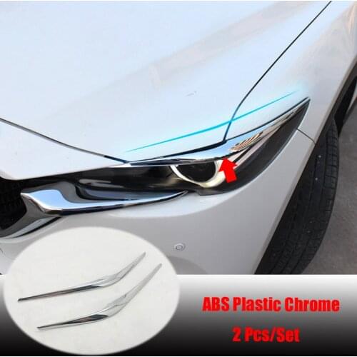 For Mazda CX-5 2017 2018 2019 2020 accessories ABS Plastic Car Front Light Headlamps Eyebrow Cover Trim Sticker Car Styling 2pcs
