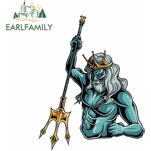 EARLFAMILY 13cm x 10.3cm for Neptune Poseidon Greece Trunk Decal Personality Car Stickers Cartoon Occlusion Scratch Decoration