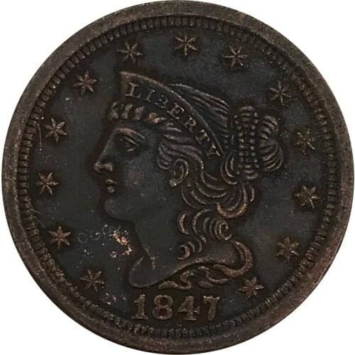 1847 United States Dollar Half Cent Collectibles Red Copper Copy Coin