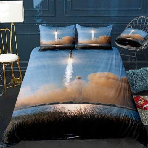 Apollo 8 Launch Quilt Cover Pillowcase 3Piece Comforter Bedding Set With Pillow Case Single Double Duvet Cover Home Decora