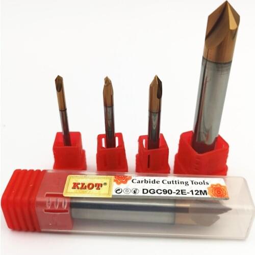 KLOT 2-Flutes TiCN Chamfer End Mill 90 Degree HRC60 Chamfering Drill Cutter Bit Carbide Dia 3 4 5 6 8 10 12mm