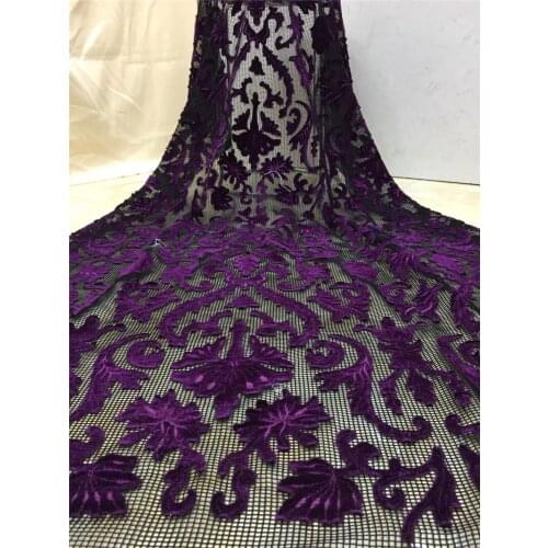 Best quality tulle mesh lace with velvet for sawing dress 5yards YG-601 embroidery net fabric