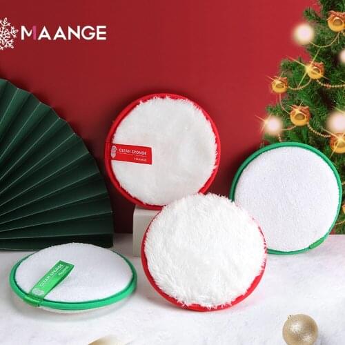 MAANGE 4 Pcs Makeup Removal Sponge Flutter Wash Cleaning Reusable Women Beauty Facial Face Powder Puff Cosmetic Christmas Gift