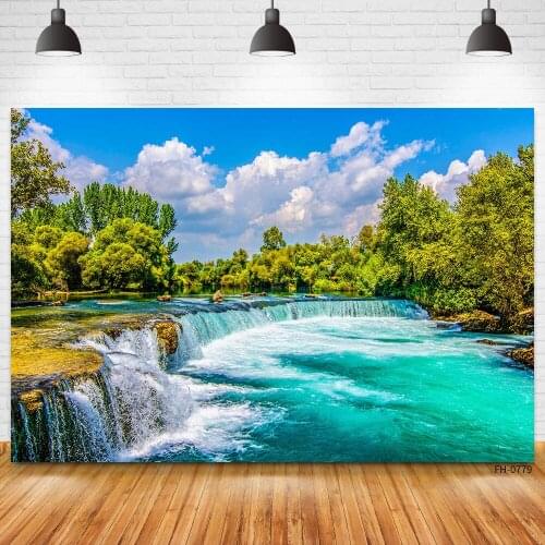 Dreamy Wonderland Mountain Blue Sky Clouds Trees Baby Portrait Photography Backdrops Nature Scenery Background For Photo Studio