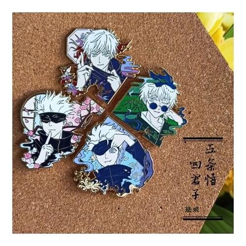 Anime Jujutsu Kaisen Gojo Satoru Series Metal Badge Button Brooch Pins Collection Medal Costume Souvenir Cosplay Birthdays Gift