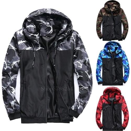 Man Camouflage Military Jacket Splice Tactical Army Clothing Waterproof Outdoor Jungle Hooded Coat Spring Thin Slim Windbreaker