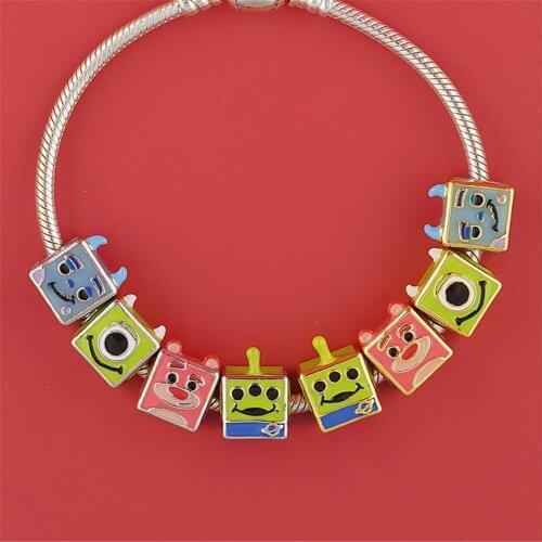 Mistletoe 925 Sterling Silver Enamel Cartoon Charm Bead European Jewelry