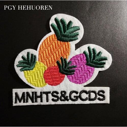 PGY Cartoon Pineapple Patches For Clothing Fruits Iron On Towel Patches New Parches Embroidered DIY Clothes Applique Stickers