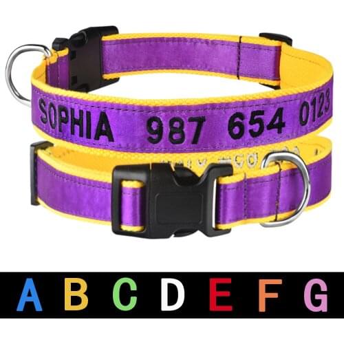Embroidered Customized Nylon Dog Collars Personalized Puppy ID Name Collar for Small Medium Large Dogs Adjustable Pet Collar