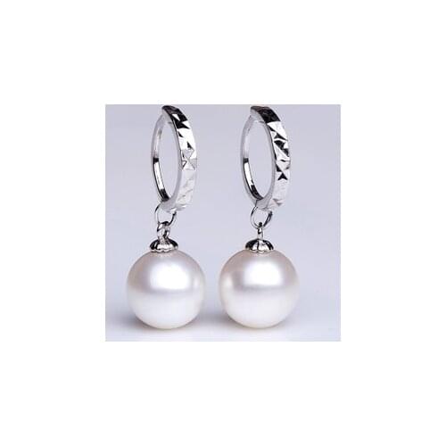 Eternal wedding Women Gift word 925 Sterling real Round 9-10mm natural pearl pearl earrings nhe8673a Tremella nail anti