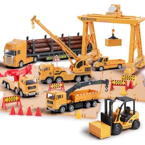 Kids Construction Truck Toy Set Cargo Transport Vehicles Site Playset Birthday Gift for 3 4 5 6 Year Olds Boys Kid Toddler Child