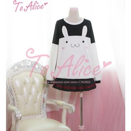 Super Cute Rabbit 3D Long Ears Bunny Hoodie Warm Winter Long Sleeve Lolita Hooded Sweatshirt Tops