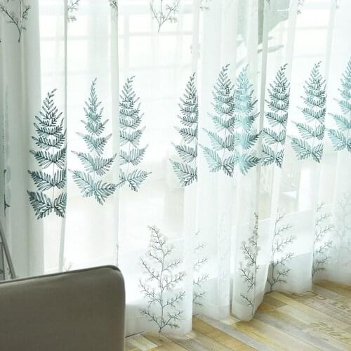 Nordic Curtains for Living Room Bedroom Fresh Linen Fabric Embroidery Tulle Curtain Finished Product Customization