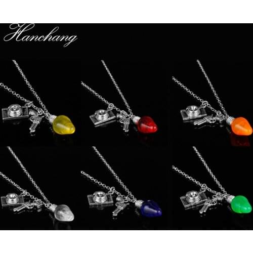 TV Show Stranger Thing Themed Choker Camera Gun Tape Necklace Christmas Gift For Women Colorful Light Bulb Necklace