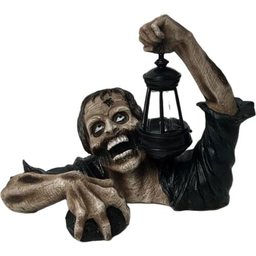 Zombie Crawling Out of Grave with Led Lantern Garden Decor Horror Movie Garden Walking Dead
