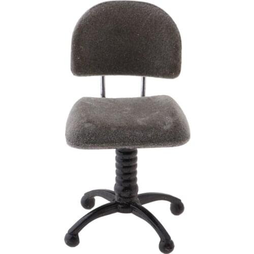1:12 Dollhouse Furniture Accessories - Miniature Revolving Chair Swivel Chair - Gray