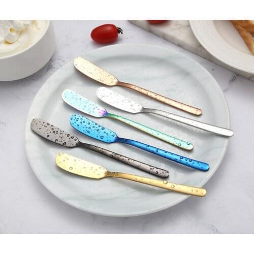 1PC 304 Stainless Steel Butter Knife Cheese Dessert Jam Spreaders Cream Gold Black Rose Gold Knifes Western Cutlery Tool PI 001