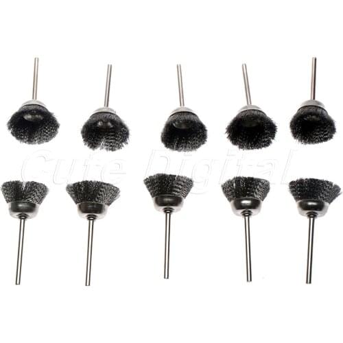 10pcs Dremel Accessories Metal rotary brush Dremel Rotary Tools 3mm Shank 25MM Steel Wire Cup Brushes Foredom Rotary Die Grinder