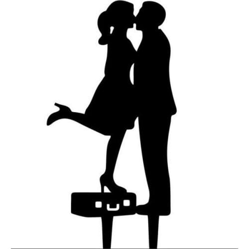 100pcs/lot Creative Kissing lovers Girl Standing on a box design Wedding Cake Topper Party Cake Decorations