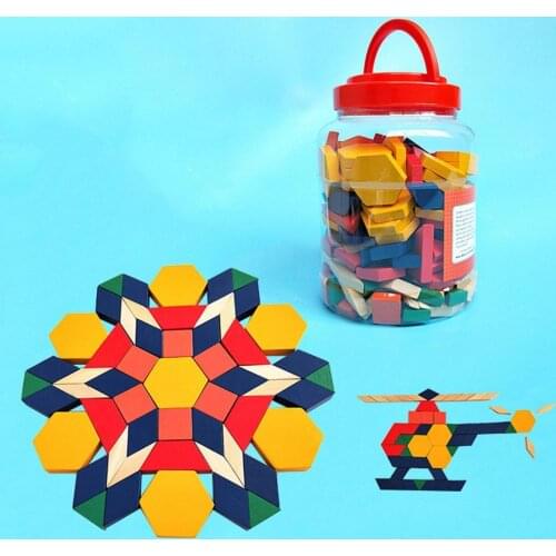 250Pcs Multicolor Wooden Puzzles Building Blocks Educational Toddlers Kids Toy