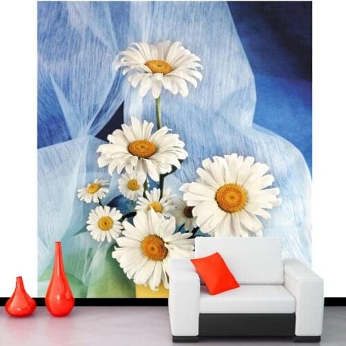 Papel de parede Camomiles Closeup Flowers photo wallpaper ,restaurant living room tv wall restaurant cafe bar custom 3d mural