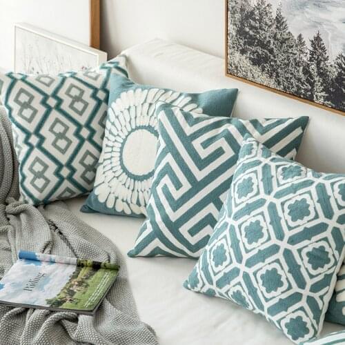45X45cm luxury green embroidery Throw Pillow cover solid color nordic Cushion cover romantic home decoration Pillow sofa cushion