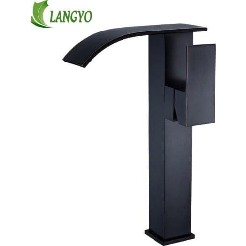 Free shipping black antique brass waterfall basin faucet deck mounted hot and cold water bathroom faucet LT-513