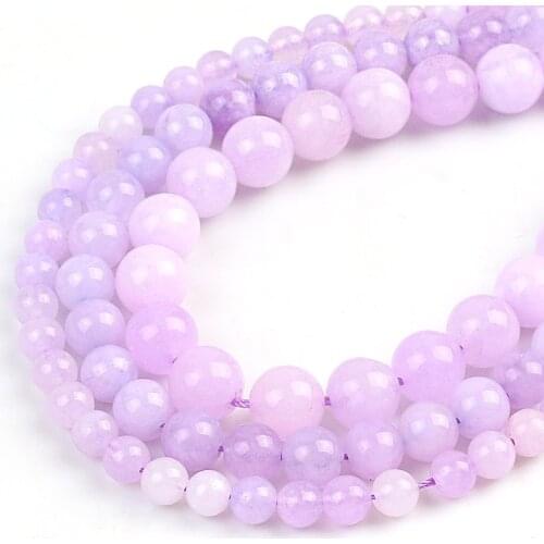 Wholesale Natural Stone Purple Chalcedony Jades Loose Beads Pick Size for Jewelry Making DIY Bracelet Accessories 6/8/10mm