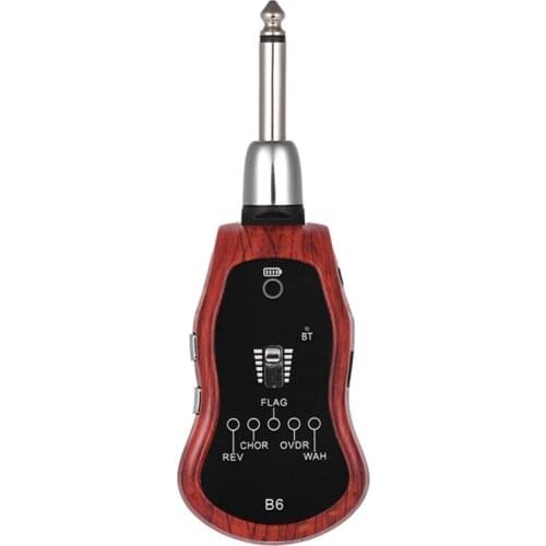 ELOS-B6 Guitar Headphone Amp Mini Plug Guitar Amplifier Bluetooth Rechargeable for Electric Travel Pocket Guitar(Mahogany Color)