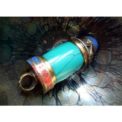 Exquisite collection of Nepal Tibet pine stone azurite Silver Pendant