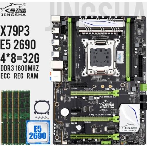 Xeon E5 2690 CPU E5-2690 X79-p motherboard set with LGA2011 combos 4*8GB = 32GB memory DDR3 RAM 12800R 1600Mhz M.2 SSD USB3.0