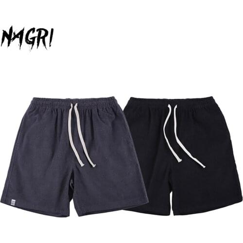 NAGRI Summer Solid Mens Shorts Retro Style Corduroy Casual Boardshorts Fashion Brand Shorts for Men