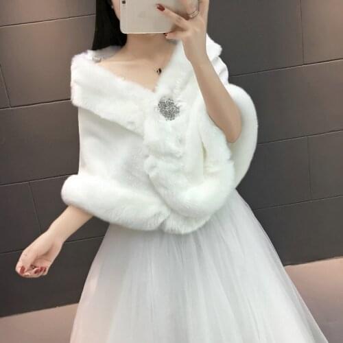 Fur Faux Winter Bolero Women Bridal Shawl Wedding Bolero Femme Cape Bridal Feather Robe Wedding Coat Jacket For Evening Party